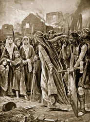 Prisoners before Ethelfled after the Storming of Brecon, illustration from 